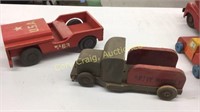 Pair of All wood vintage USA Army Jeep and Army