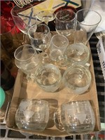 globe cup set and miscellaneous glasses