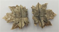 Vintage Rare Celluloid Maple Leaf Ear Clips