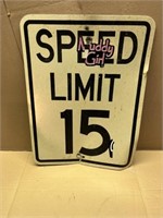 SPEED LIMIT 15 METAL SIGN - DENTED