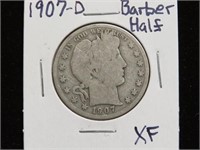 1907 D BARBER HALF DOLLAR 90%