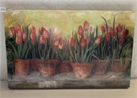 POTTED TULIP PICTURE ON CANVAS 20" X 32"