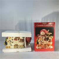 Holiday Time Snowman Ceramic Cookie Jar