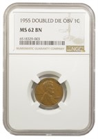 NGC MS-62 BN 1955 Double Die Lincoln Cent