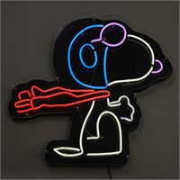 Large Neon Sign of Flying Ace Snoopy