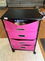 Pink and black rolling cabinet