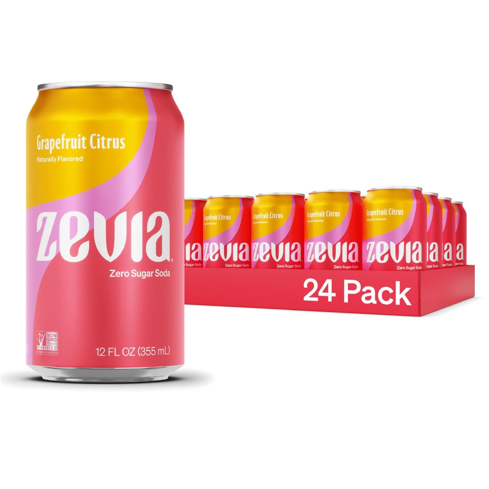 Zevia Zero Calorie Soda, Grapefruit Citrus, 12 Oun