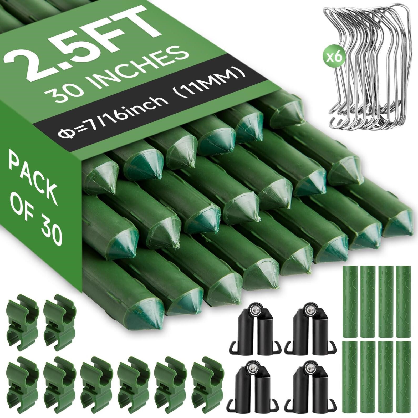 FOTMISHU Garden Stakes 30 Pack 2.5ft 30inch, DIY 5