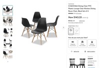 E9132  Black Plastic Dining Chairs Set of 4