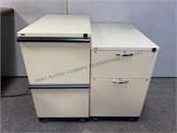 2 - 2 drawer filing cabinets on casters.