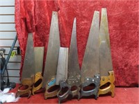 (7)Vintage Mostly Disston wood saws.