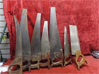(7)Vintage Mostly Disston wood saws.