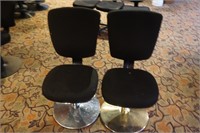 (2) High Back Upholstered Swivel Slot Chairs