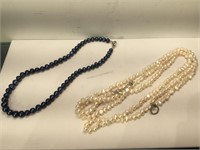 Pearl and Dyed Pearl necklaces - 16 in