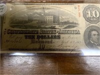 1863 $10. DOLLAR CONFEDERATE STATE BILL