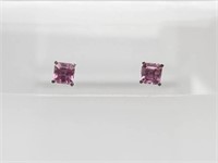 1 Ct Asscher Cut Pink Sapphire Stud Earrings 14k