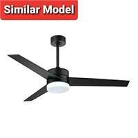 27" Blade Ceiling Fan With Light, 3 Blades, Black