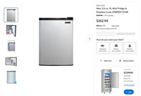 B9387  Magic Chef 2.6 cu. ft. Mini Fridge Stainle