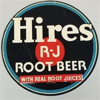 Hires R-J Root Beer tin sign - 24" diameter