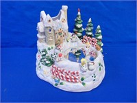 Party Lite Snowman Skater Music Box / Candle,