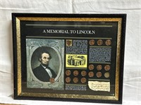 Framed memorial to Lincoln - 15.5” x 12.5”