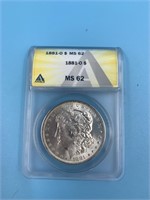 1881 O Morgan silver dollar MS62 by ANACS