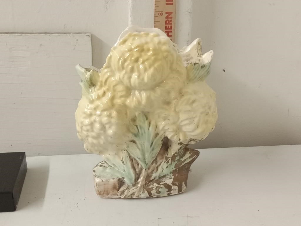 1950's McCoy Pottery yellow chrysanthemum vase