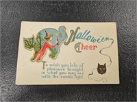 Antique Embossed Hallowe'en Cheer Postcard- Made