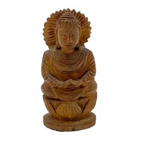 Carved Wood Meditating Buddha