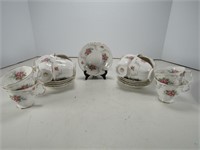 ROYAL ALBERT "TRANQUILLITY" 9 CUPS/SAUCERS