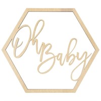 Oh Baby Hexagon Wood Bar Sign