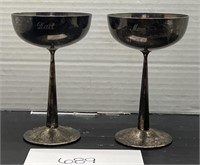 Vintage silver plated mom / dad wine glasses