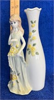 Vintage Vase and "Lady" Figurine