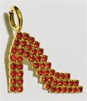 Vintage Dorothy Bauer Shoe Pendant Red Crystals