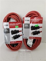 Lot 2 25 Foot Outdoor Extension Cords