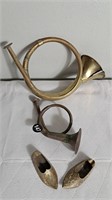Brass Horn and Ashtray lot
