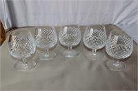 Waterford signed crystal brandy glasses x5