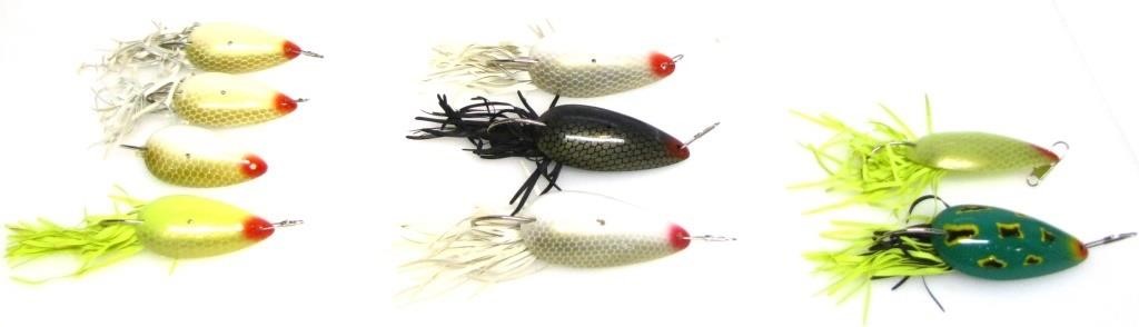 9 ASSORTED SKIRTED MOSS BOSS SWAMP FOX LURES