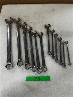 (12) Snap On Open/Box End Wrenches