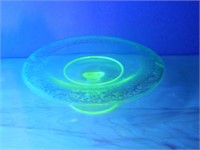 Uranium Glass Gold Gilt Rolled Edge Compote