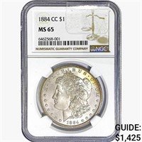 1884-CC Morgan Silver Dollar NGC MS65