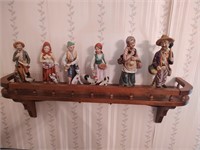 Shelf and 6 Homco Figurines