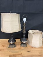 Pair of matching lamps, originally oil lamps
