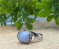 .925 Sterling Silver Mystic Blue Cabochon Ring