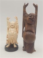 2 Happy Laughing Buddha Statues