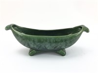 MCM floral container, green glaze ceramic.  12"