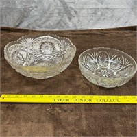 2 Clear Glass Bowls