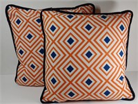 Orange, White & Blue Accent Pillows