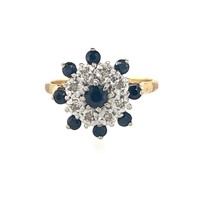 9ct Y/G Sapphire cluster ring