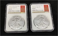 (2) 2022 SILVER AMERICAN EAGLES WEST POINT MINT
